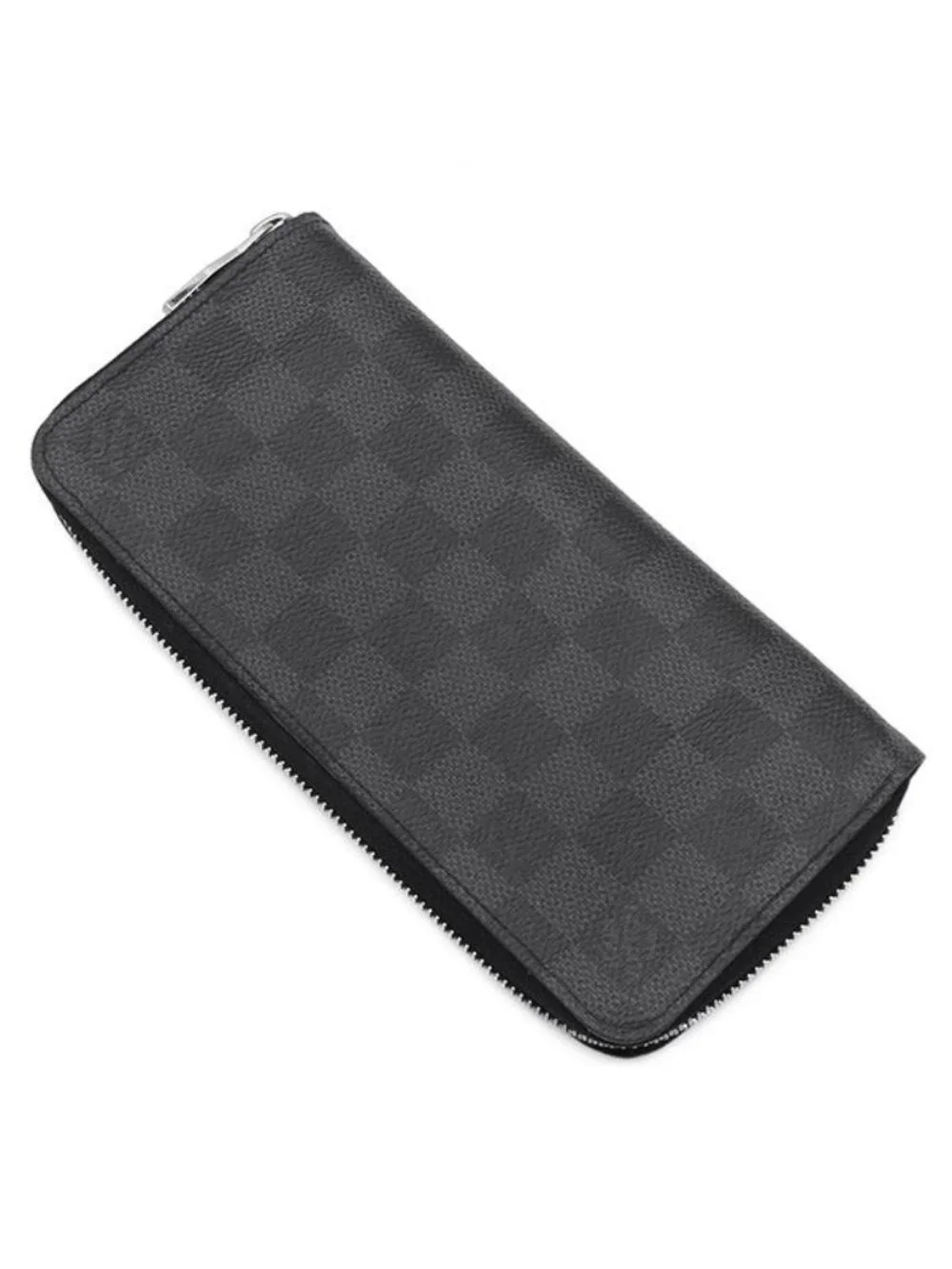 Louis Vuitton Wallet Zippy Vertical Damier Graphite Canvas Silver Zip Around